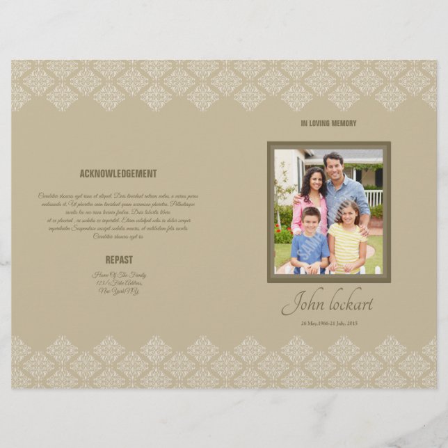 Printable Funeral Program Template Flyer (Vorne)