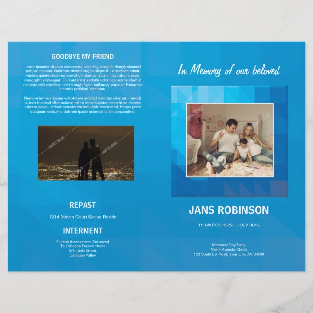 Printable Funeral Program Template Flyer (Vorne)