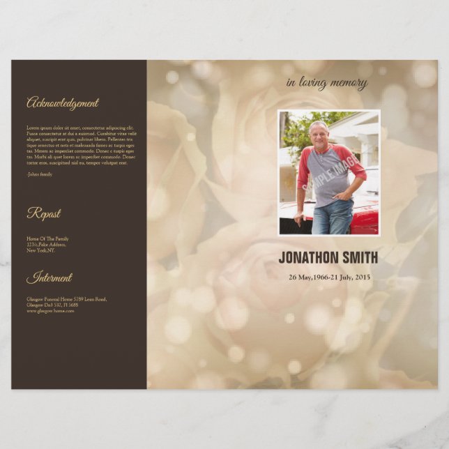 Printable Funeral Program Template Flyer (Vorne)