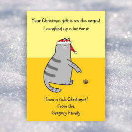 Printable Funny Cat Coughup Schnelle Weihnachten