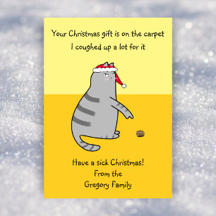 Printable Funny Cat Coughup Schnelle Weihnachten