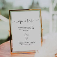 Printable Funny Open Bar Sign, Hochzeit Minimalist