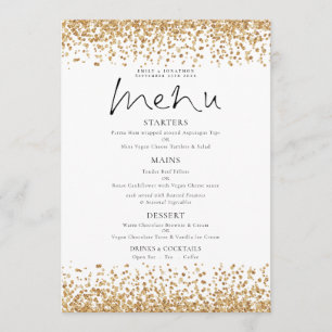 Printable Gold Glitzer Script Wedding Menu Einladung