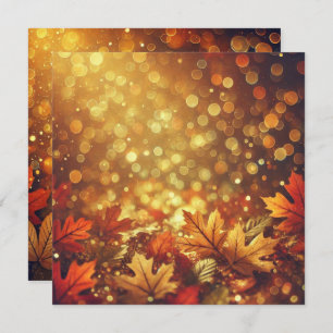 Printable Golden Autumnal Blätter Bokeh Scrapbook Einladung