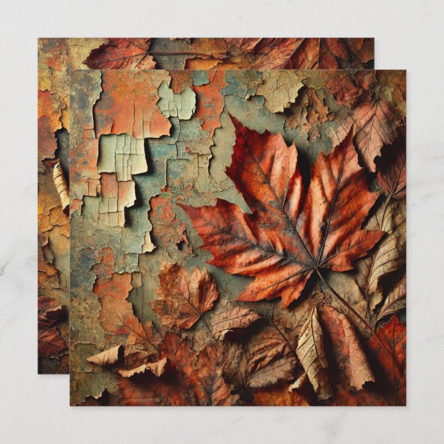 Printable Grungy Autumnal Peeling Paint Scrapbook Einladung (Vorne/Hinten)