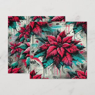 Printable Grungy Poinsettia Graffiti Scrapbook Einladung