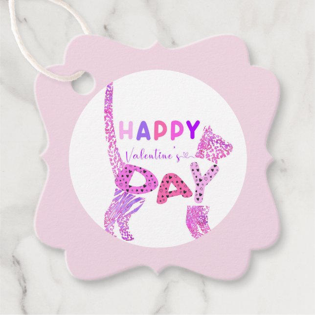 Printable Happy Valentines Day Gift Tag Geschenkanhänger (Vorderseite)