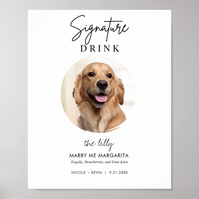 Printable Haustier Hund Hochzeit Signature Drinks  Poster (Vorne)