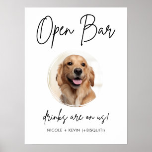 Printable Haustiere Hund Hochzeit Open Bar Drinks  Poster