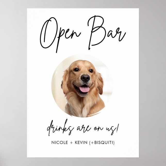 Printable Haustiere Hund Hochzeit Open Bar Drinks  Poster (Vorne)
