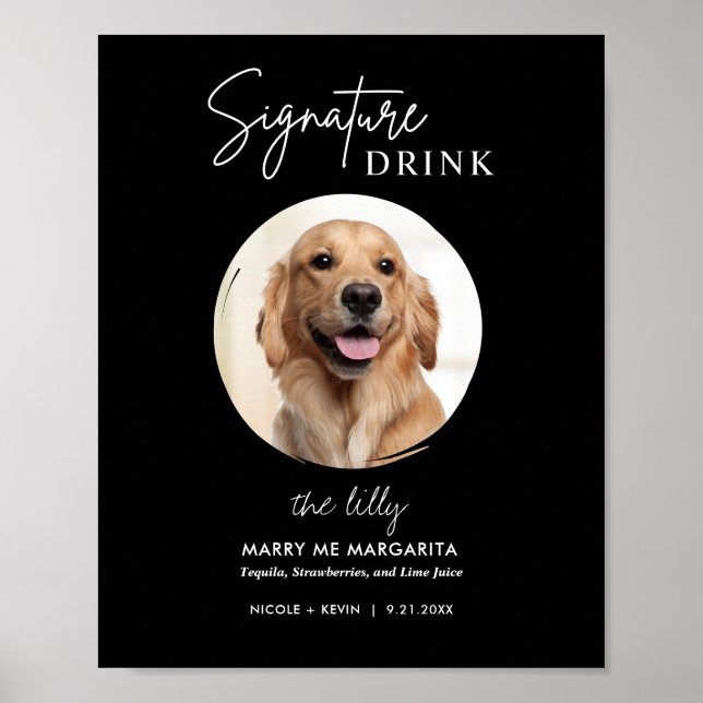 Printable Hunde Hochzeit Signature Drinks Zeichen Poster (Vorne)