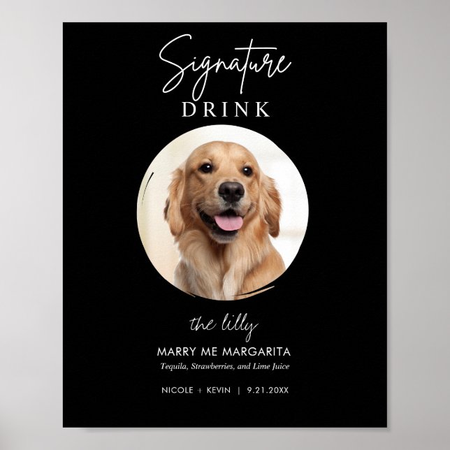 Printable Hunde Hochzeitsignatur Drinks Bar signie Poster (Vorne)