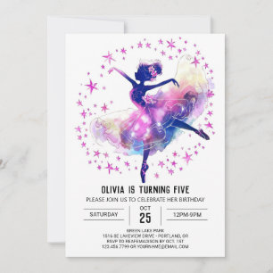 Printable Kids' Ballerina Birthday Einladung