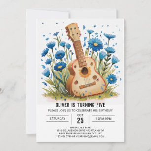 Printable Kids'Guitar Boy Birthday Einladung