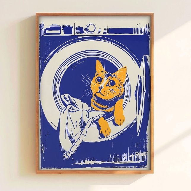 Printable Laundry Wall Art Funny Poster Cat in Was (Von Creator hochgeladen)