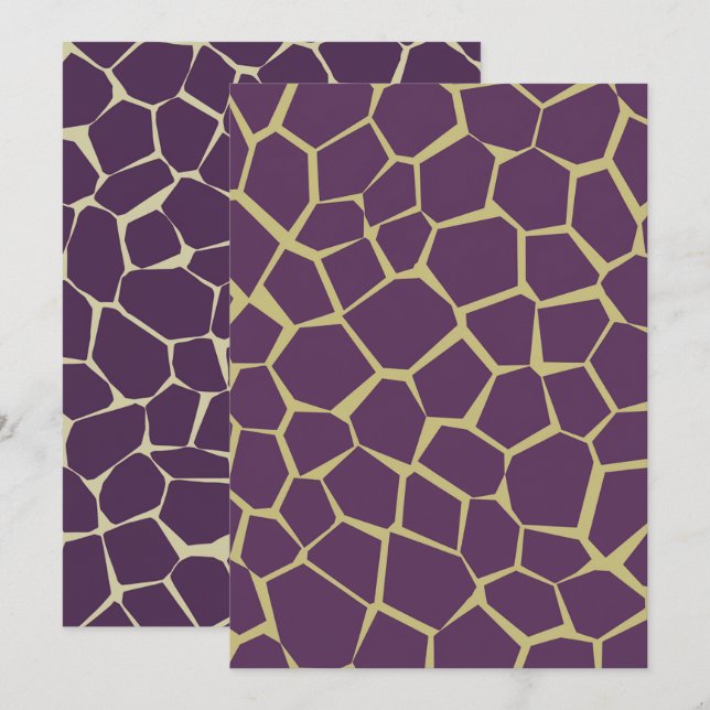 Printable Lila & Gold Giraffe Print Scrapbook Einladung (Vorne/Hinten)