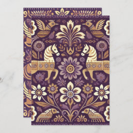 Printable Lila und goldene Skandinavien Folklore K Einladung