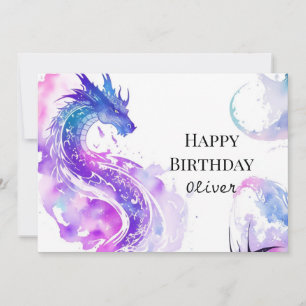 Printable Majestic Dragon Birthday Karte