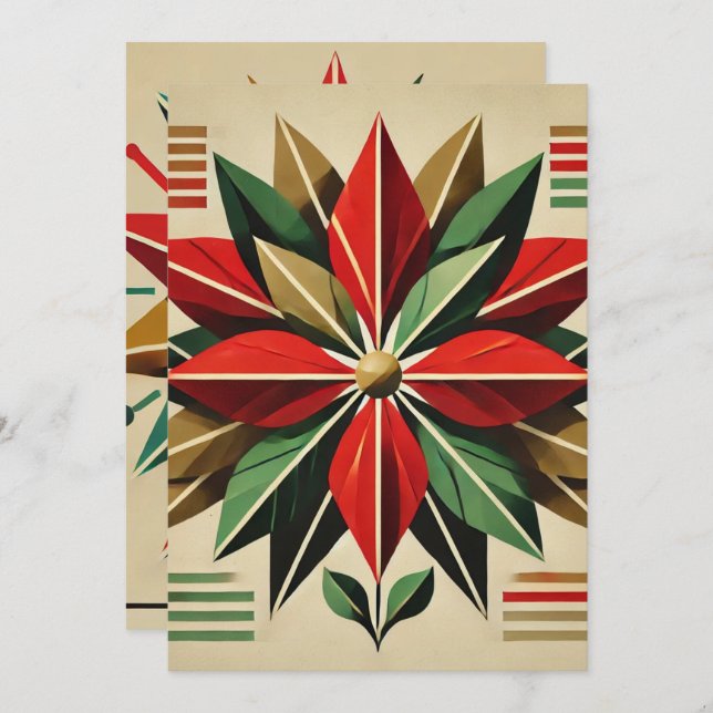Printable Mid Century Modern Poinsettia Scrapbook Einladung (Vorne/Hinten)