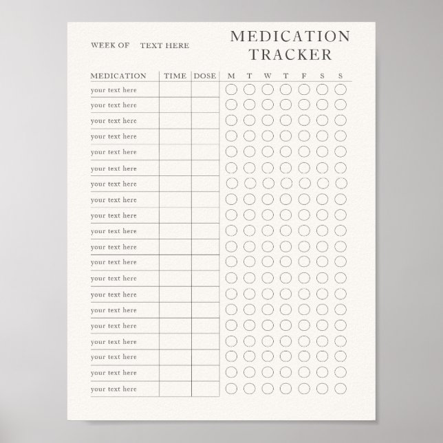 Printable Modern Weekly medicly tracker Poster (Vorne)