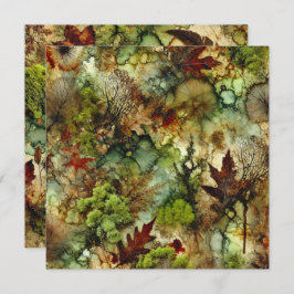 Printable Mossy Fall Forest Alcohol Ink Scrapbook Einladung