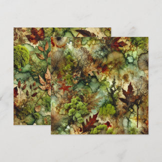 Printable Mossy Fall Forest Alcohol Ink Scrapbook Einladung