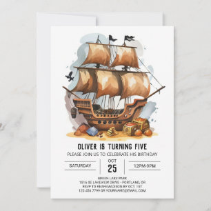 Printable Nautical Fun Pirate Birthday Einladung
