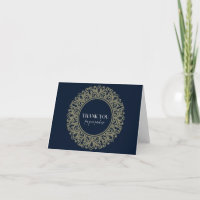 Printable Navy Blue & Gold Mandala Dankeschön Kart