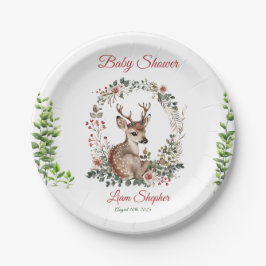 Printable Niedliche Wald Forest Baby Deer Dusche Pappteller