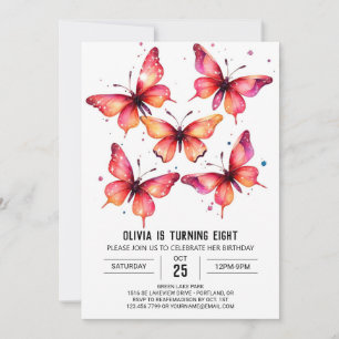 Printable Online Butterfly Girl zum Geburtstag Einladung