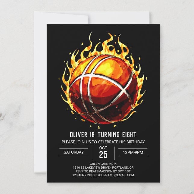 Printable Pastel Boy Basketball Geburtstag Einladung (Vorderseite)