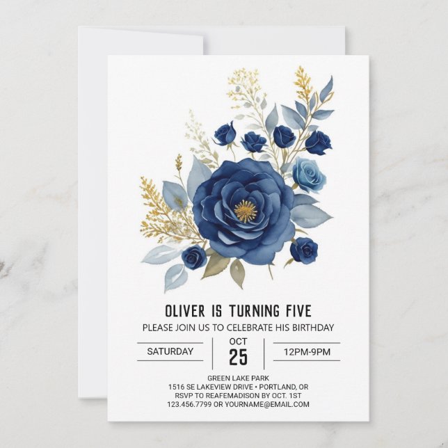 Printable Pastel Floral Birthday Einladung (Vorderseite)