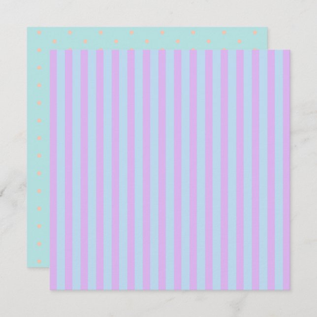 Printable Pastel Rainbow Stripes & Polka Dots Einladung (Vorne/Hinten)