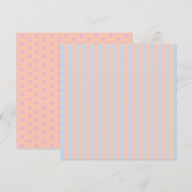 Printable Pastell Rainbow Stripes & Blume Einladung (Vorne/Hinten)