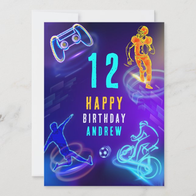 Printable Personalisiert Boy Birthday Card Karte (Vorderseite)