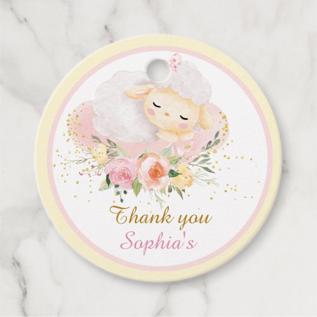 Printable Personalisiert Christening Lamb Geschenkanhänger (Vorderseite)