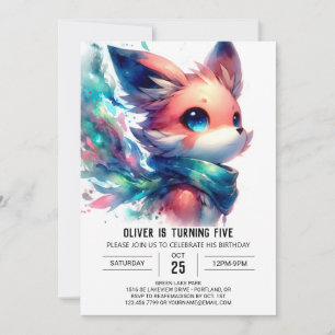 Printable Playful Fox Birthday Einladung
