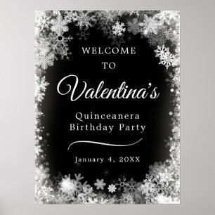 Printable Quinceanera Birthday Snowflake Empfang Poster