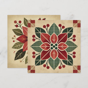 Printable Retro Folk Art Poinsettia Scrapbook Einladung