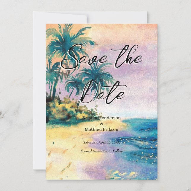 Printable Romantische Hochzeit Save The Date (Vorderseite)