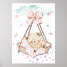 Printable Sleeping Teddy Bear Wall Art  Poster