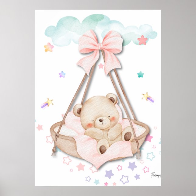 Printable Sleeping Teddy Bear Wall Art  Poster (Vorne)