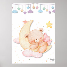 Printable Sleeping Teddy Bear Wall Art  Poster