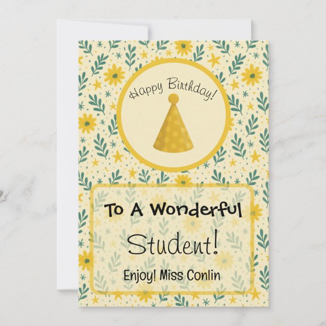 Printable Student Birthday Card für Lehrer Einladung (Vorderseite)
