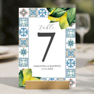 Printable Tischnummer Amalfi Tile & Lemons