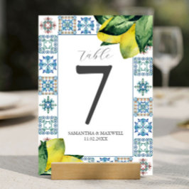 Printable Tischnummer Amalfi Tile & Lemons