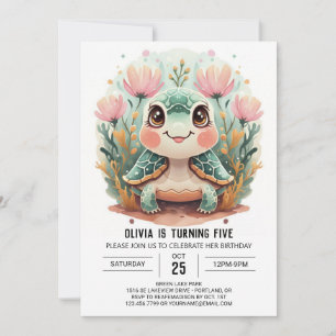 Printable Underwater Turtle Girl Einladung
