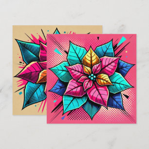 Printable Vibranly Pop Art Poinsettia Scrapbook Einladung