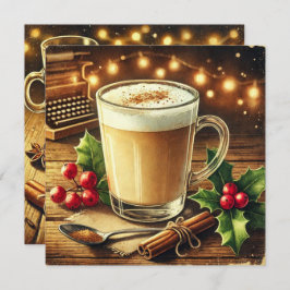 Printable Vintage Christmas Drink Eggnog Latte Einladung