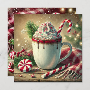 Printable Vintage Christmas Peppermint Mocha Einladung